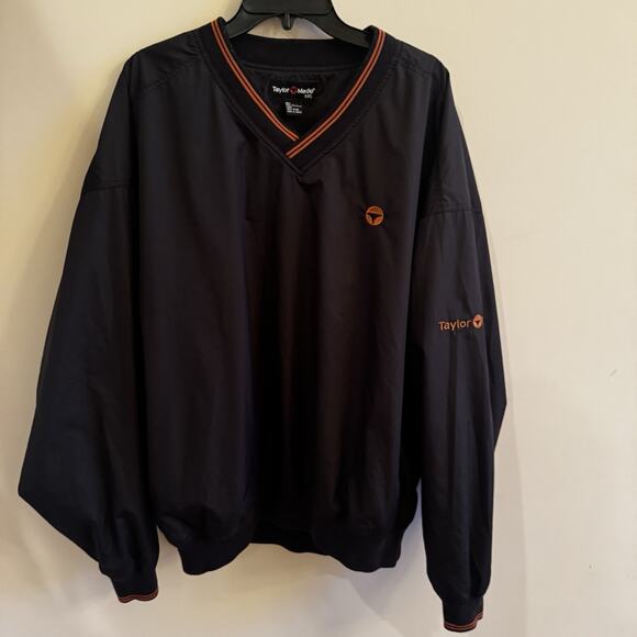 TaylorMade Golf Pullover Jacket XXL Black Orange Logo Windbreaker Vintage - Picture 1 of 12